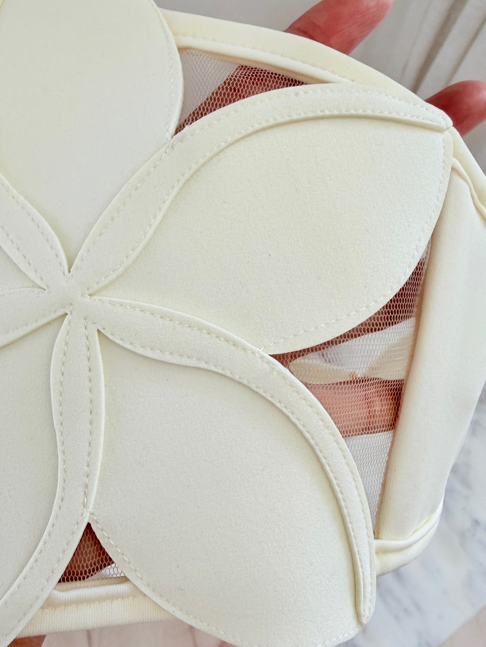 🌺 BAHIA MARIA x Anthropologie Plumeria Bikini Top Ivory White Mesh Illusion S - Picture 8 of 14